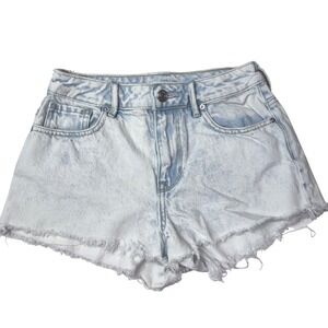 Pacsun High Rise Festival Denim Jean Shorts Frayed Hem Light Wash Sz 24‎